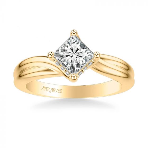 ArtCarved Whitney Contemporary Solitaire Twist Diamond Engagement Ring in 14k Yellow Gold