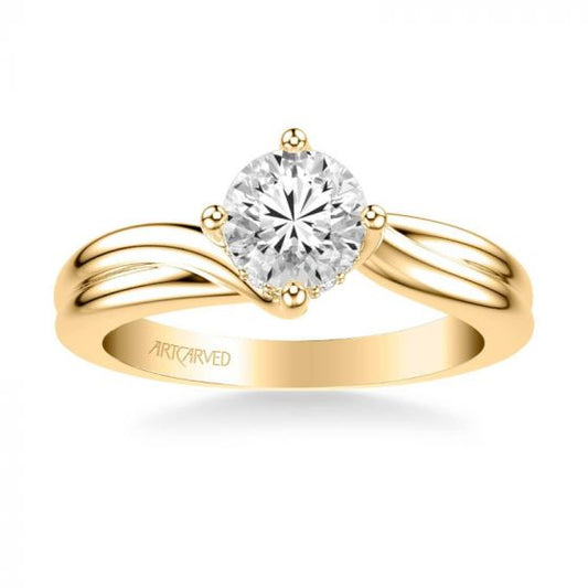 ArtCarved Whitney Contemporary Solitaire Twist Diamond Engagement Ring in 18k Yellow Gold