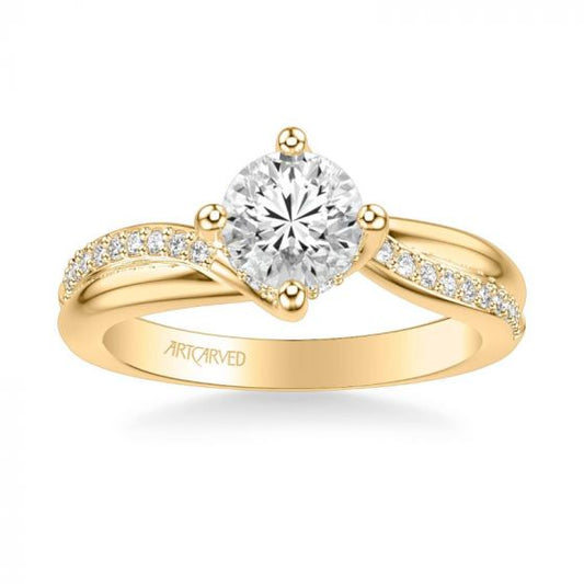 ArtCarved Stella Contemporary Side Stone Twist Diamond Engagement Ring in 14k Yellow Gold