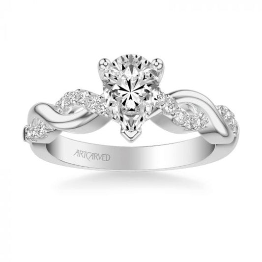 ArtCarved Gabriella Contemporary Side Stone Twist Diamond Engagement Ring in 14k White Gold