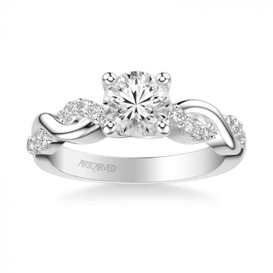 ArtCarved Platinum Gabriella Contemporary Side Stone Twist Diamond Engagement Ring