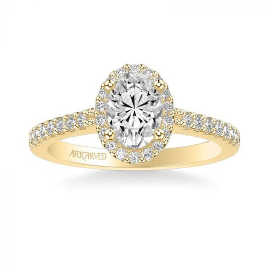 ArtCarved Kate Classic Oval Halo Diamond Engagement Ring in 18k Yellow Gold