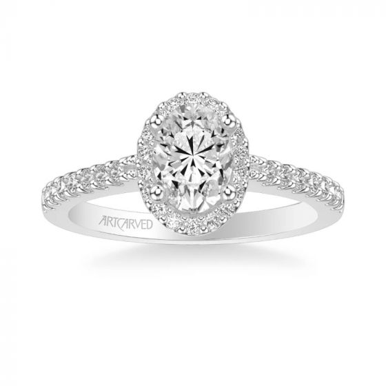 ArtCarved Platinum Kate Classic Oval Halo Diamond Engagement Ring