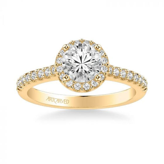 ArtCarved Layla Classic Round Halo Diamond Engagement Ring in 18k Yellow Gold