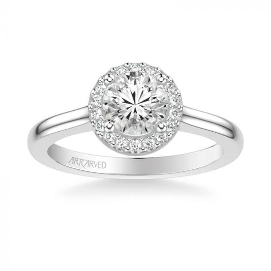 ArtCarved Allison Classic Round Halo Diamond Engagement Ring in 18k White Gold