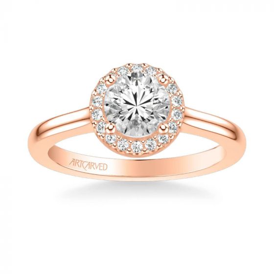 ArtCarved Allison Classic Round Halo Diamond Engagement Ring in 14k Rose Gold