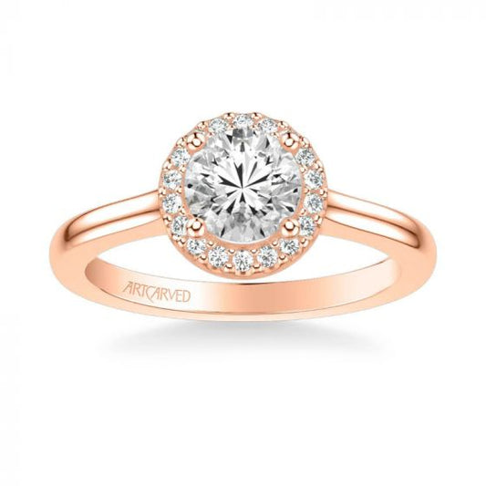 ArtCarved Allison Classic Round Halo Diamond Engagement Ring in 14k Rose Gold