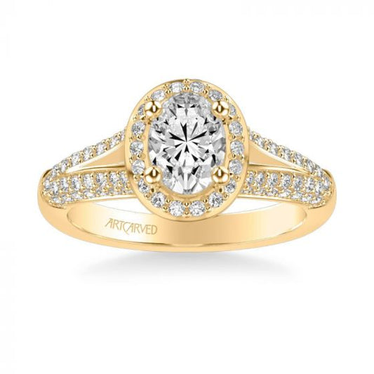 ArtCarved Ariel Classic Oval Halo Diamond Engagement Ring in 18k Yellow Gold