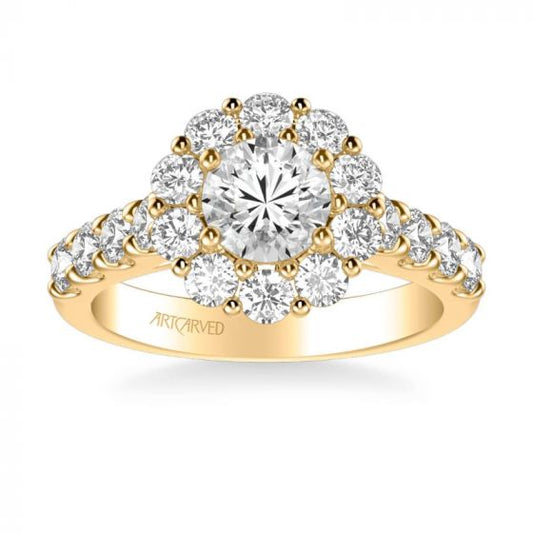 ArtCarved Wynona Classic Round Halo Diamond Engagement Ring in 14k Yellow Gold