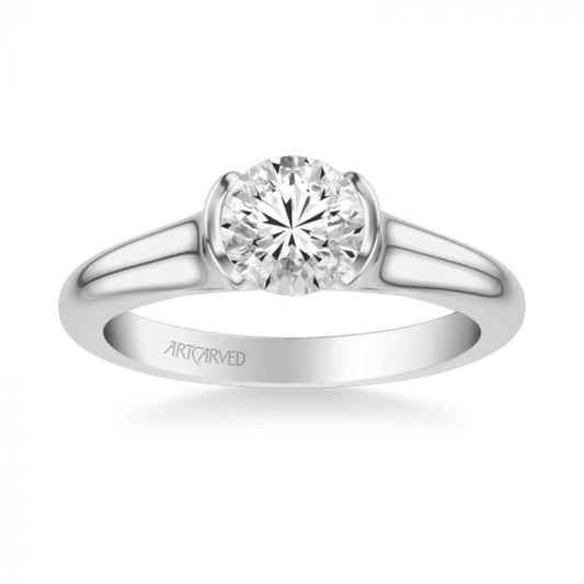 ArtCarved Platinum April Contemporary Solitaire Bezel Diamond Engagement Ring