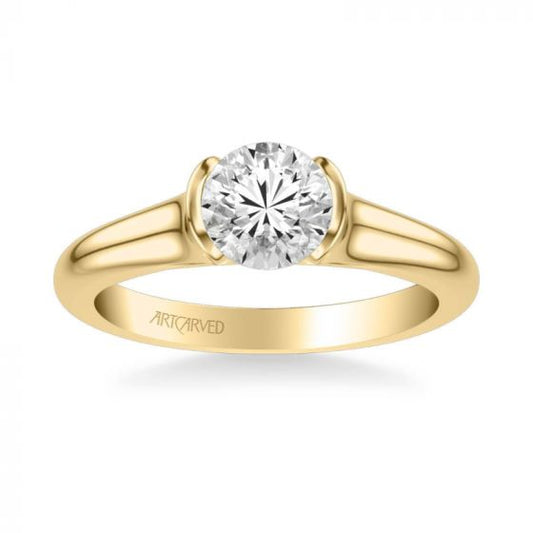 ArtCarved April Contemporary Solitaire Bezel Diamond Engagement Ring in 14k Yellow Gold