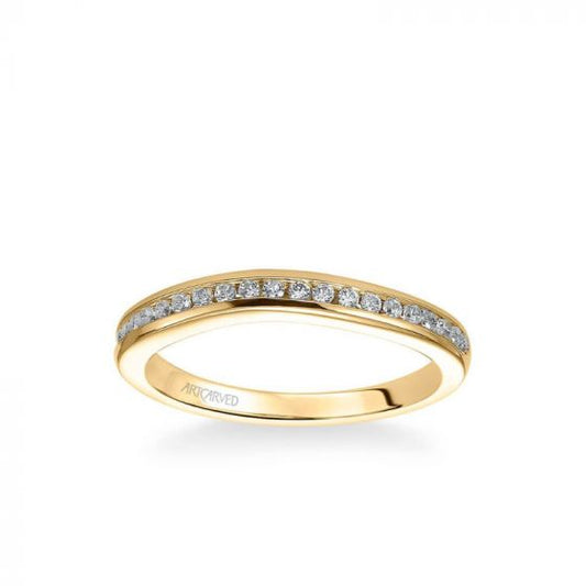 ArtCarved Carina Contemporary Channel Set Diamond Wedding Band in 14k Yellow Gold