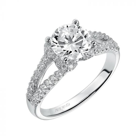 Artcarved Bridal Semi-Mounted with Side Stones Classic Engagement Ring Marilyn 14K White Gold