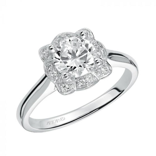 Artcarved Bridal Mounted with CZ Center Contemporary Halo Engagement Ring Marissa 14K White Gold