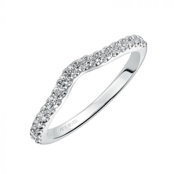 Artcarved Bridal Mounted with Side Stones Classic Solitaire Diamond Wedding Band Abigail 14K White Gold