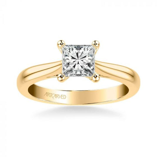 ArtCarved Lindsey Classic Solitaire Diamond Engagement Ring in 14k Yellow Gold