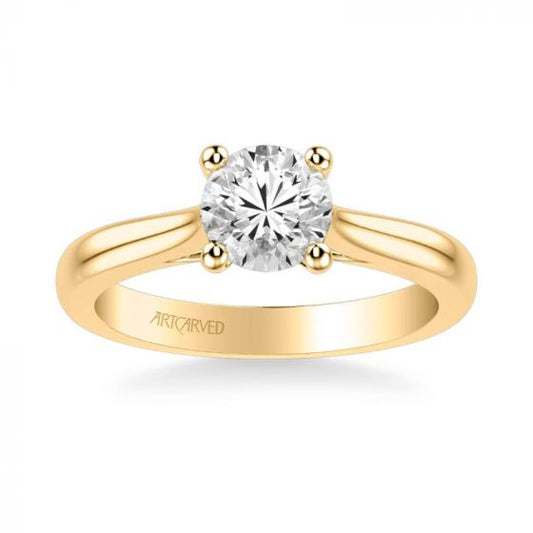 ArtCarved Lindsey Classic Solitaire Diamond Engagement Ring in 14k Yellow Gold