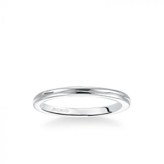 ArtCarved Lindsey Classic Polished Wedding Band in 18k White Gold