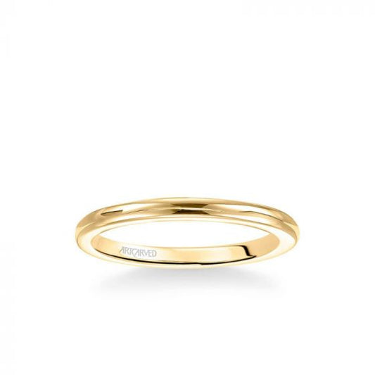 ArtCarved Lindsey Classic Polished Wedding Band in 18k Yellow Gold