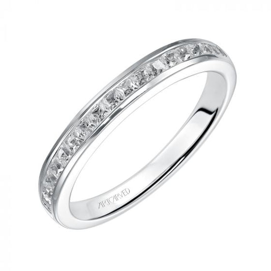 Artcarved Bridal Mounted with Side Stones Classic Diamond Wedding Band Portia 14K White Gold