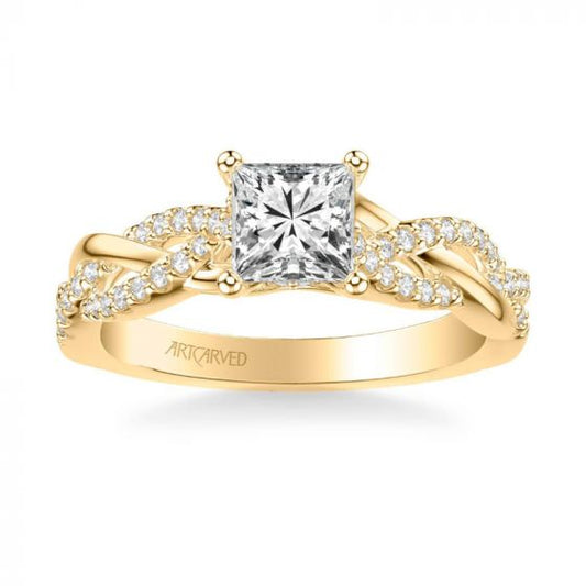 ArtCarved Virginia Contemporary Side Stone Twist Diamond Engagement Ring in 18k Yellow Gold