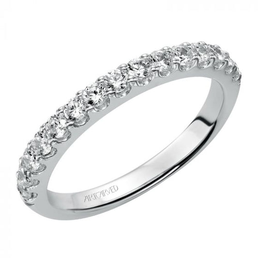 Artcarved Bridal Mounted with Side Stones Classic Halo Diamond Wedding Band Yolanda 14K White Gold