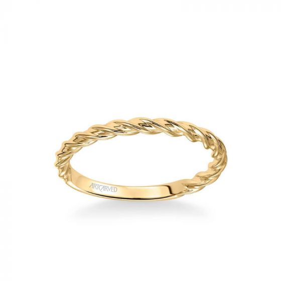 ArtCarved Joanna Contemporary Polished Rope Wedding Band in 18k Yellow Gold
