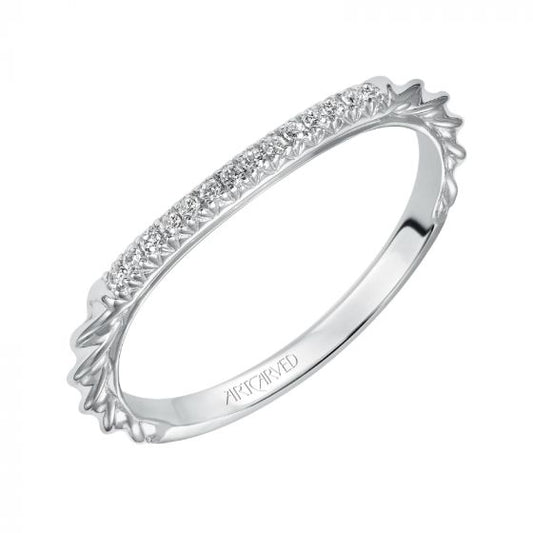 Artcarved Bridal Mounted with Side Stones Contemporary Diamond Wedding Band Regina 14K White Gold