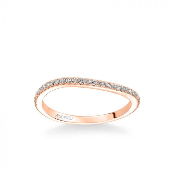 ArtCarved Milena Contemporary Diamond Wedding Band in 14k Rose Gold