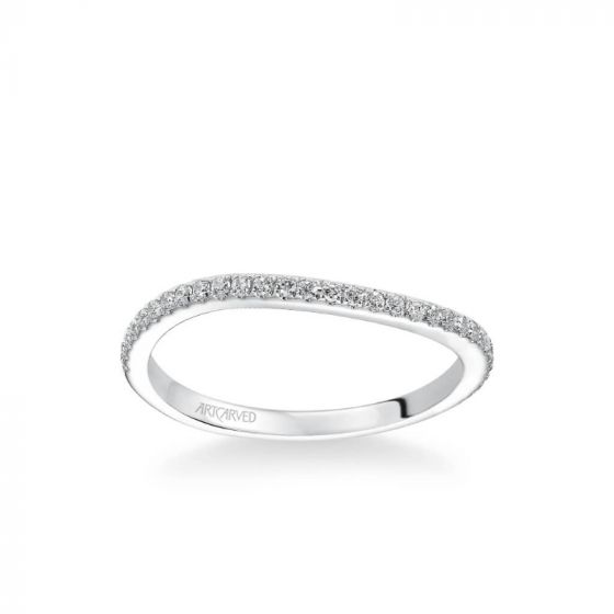 ArtCarved Milena Contemporary Diamond Wedding Band in 18k White Gold