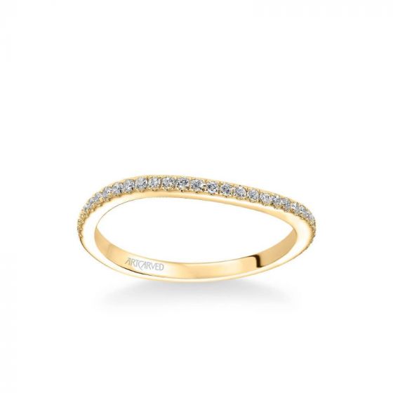 ArtCarved Milena Contemporary Diamond Wedding Band in 14k Yellow Gold