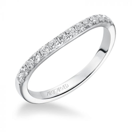 Artcarved Bridal Mounted with Side Stones Contemporary Bezel Halo Diamond Wedding Band Irina 14K White Gold