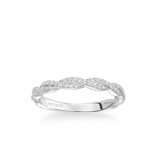 ArtCarved Platinum Madeleine Contemporary Diamond Twist Wedding Band