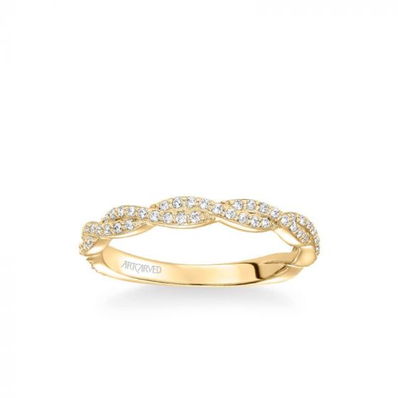 ArtCarved Madeleine Contemporary Diamond Twist Wedding Band in 14k Yellow Gold