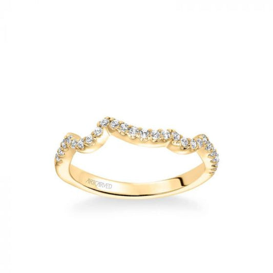 ArtCarved Thalia Contemporary Diamond Curved Wedding Band in 14k Yellow Gold