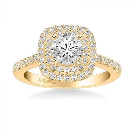 ArtCarved Avril Classic Halo Diamond Engagement Ring in 14k Yellow Gold