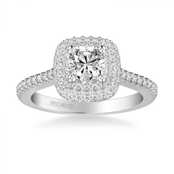ArtCarved Avril Classic Halo Diamond Engagement Ring in 14k White Gold