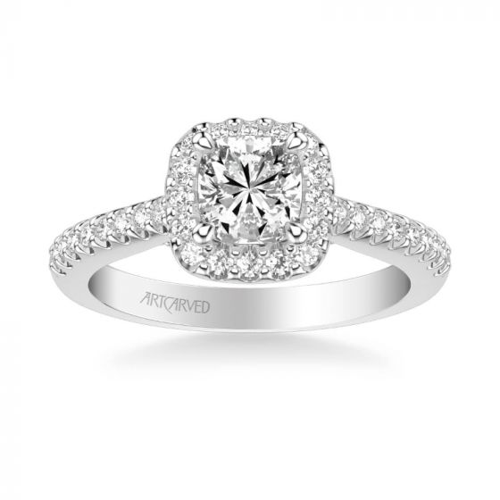 ArtCarved Liv Classic Round Halo Diamond Engagement Ring in 18k White Gold
