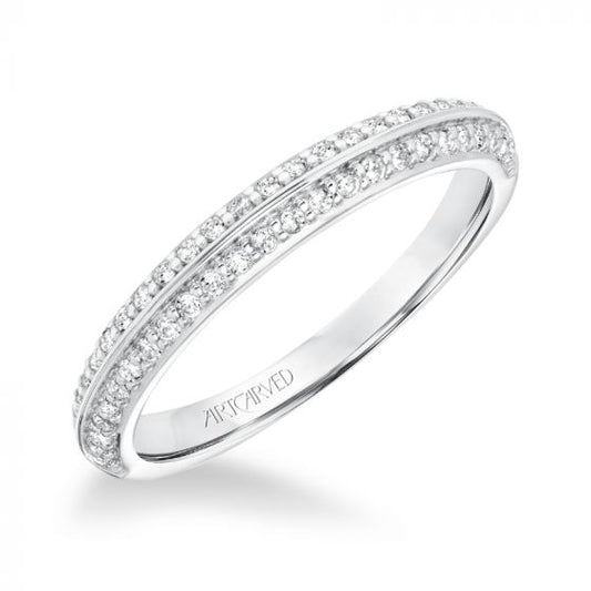 Artcarved Bridal Mounted with Side Stones Classic Diamond Wedding Band Eloise 14K White Gold