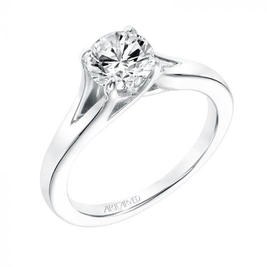 Artcarved Bridal Mounted with CZ Center Classic Solitaire Engagement Ring Kathleen 14K White Gold