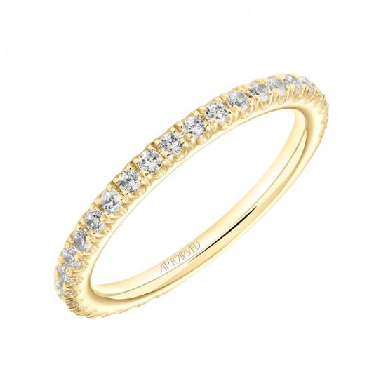 Artcarved Bridal Mounted with Side Stones Classic 3-Stone Diamond Wedding Band Claudia 14K Yellow Gold