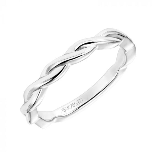 Artcarved Bridal Band No Stones Contemporary Twist Solitaire Wedding Band Kassidy 14K White Gold