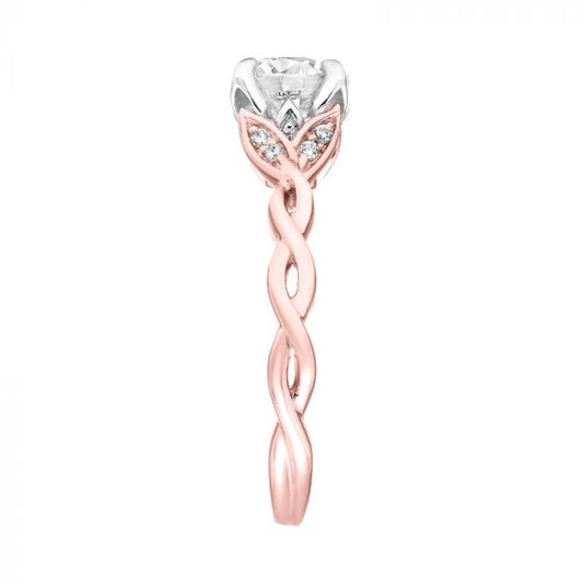 Artcarved Bridal Mounted with CZ Center Contemporary Floral Solitaire Engagement Ring Cherie 18K Rose Gold Primary & White Gold