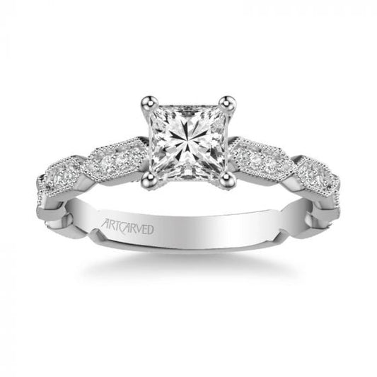 ArtCarved Platinum Cressida Vintage Side Stone Diamond Engagement Ring