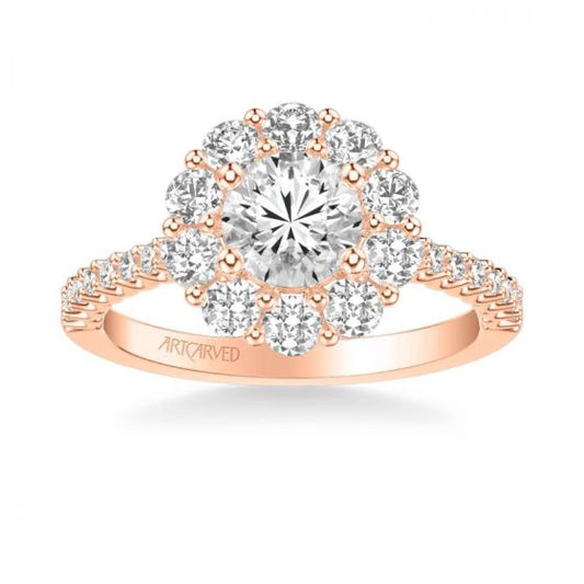 ArtCarved Penny Classic Round Halo Diamond Engagement Ring in 14k Rose Gold