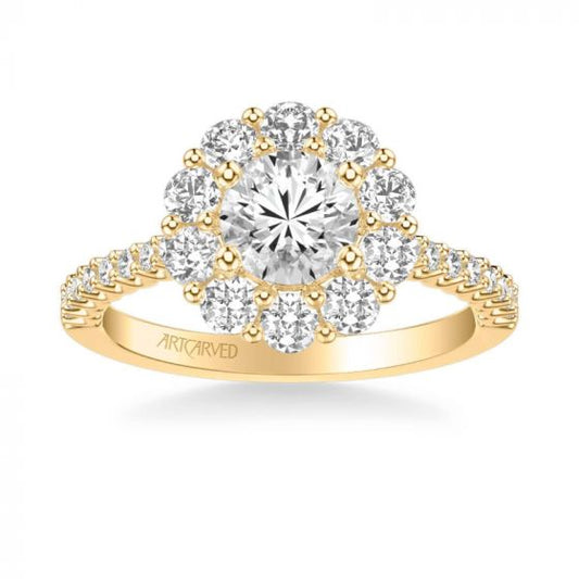 ArtCarved Penny Classic Round Halo Diamond Engagement Ring in 14k Yellow Gold
