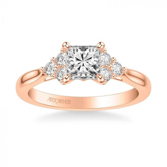 ArtCarved Maryann Classic Three Stone Diamond Engagement Ring in 14k Rose Gold