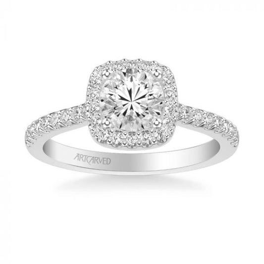 ArtCarved Platinum Tori Classic Cushion Halo Diamond Engagement Ring