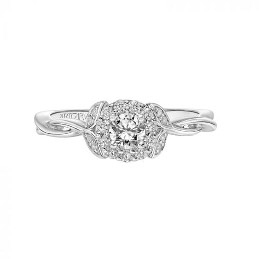 Artcarved Bridal Mounted Mined Live Center Contemporary One Love Engagement Ring Willow 18K White Gold