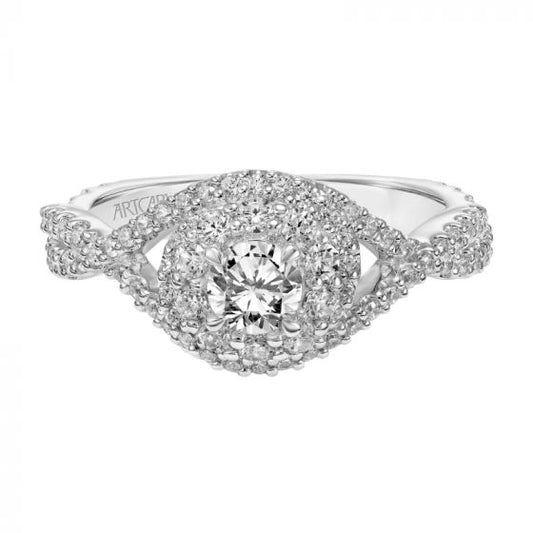 Artcarved Bridal Mounted Mined Live Center Contemporary One Love Engagement Ring Mystelle 14K White Gold